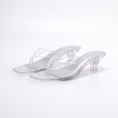 White Clear Strap Toe Post Sandals