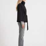 Belted Cape Jacket Stand Collar Autumn