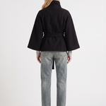 Belted Cape Jacket Stand Collar Autumn