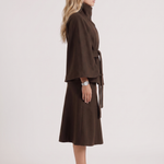 Belted Cape Jacket Stand Collar Autumn