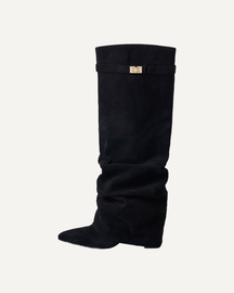 Black Knee High Boots Hidden Heel Design