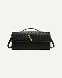 Black Woven Clutch Bag Occasion Evening