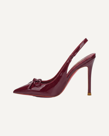 Burgundy Bow Knot Stiletto Heels Party