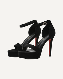 Black Heels Peep Toe Ankle Strap Party Sandals High Heel