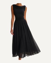 Cowl Neck Midi Dress Wedding Guest Summer Outfit