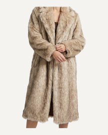 Beige Faux Fur Coat Longline