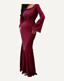 Long Sleeve Maxi Dress Flowing Elegant Dress