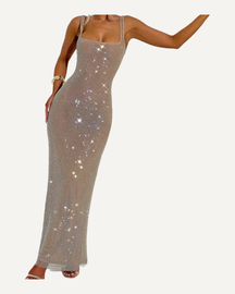 Rhinestone Maxi Dress Evening Gown